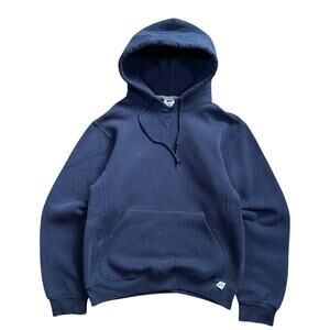 Vintage Y2K Russell Athletic Navy Boxy Hoodie Sweatshirt